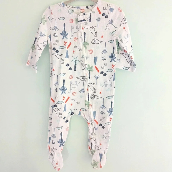 Aden + Anais Dinotime Infant Long Sleeve Muslin Footie Zippy Size 6-9 Months - Picture 4 of 10